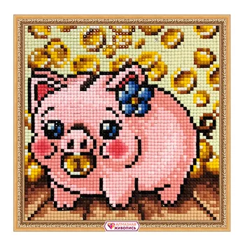 

Аж-1673 painting with rhinestones 'pig Piggy '15*15 cm