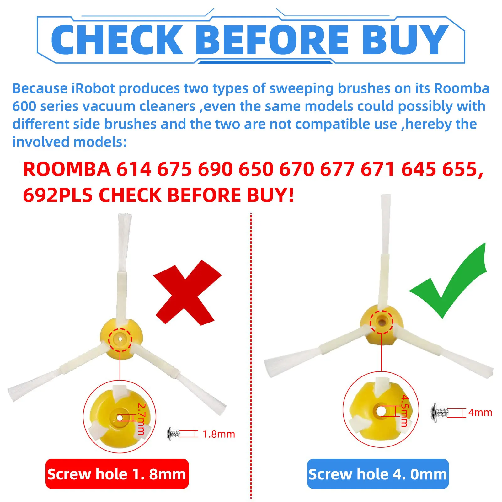 Per iRobot Roomba 614 / 620 / 630 / 650 / 651 / 671/ 660 / 692 Robot aspirapolvere accessorio spazzola laterale principale filtro Hepa pezzo di ricambio