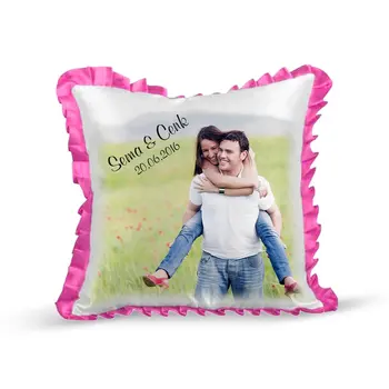 

Personalized Pink Frilly Satin Square Pillow Case