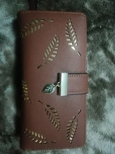 Cartera larga de piel sintética para mujer, bolso dorado con hojas ahuecadas, monedero, tarjetero