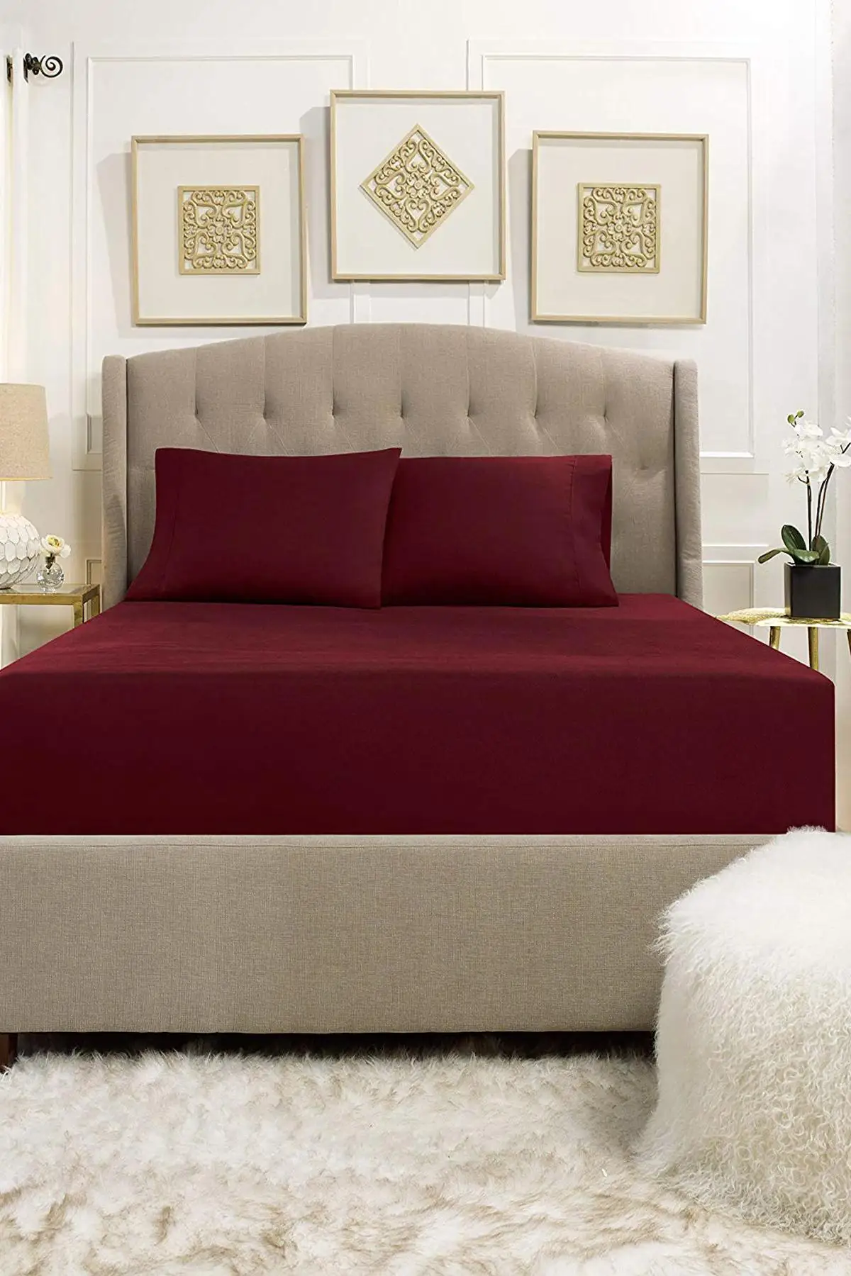 

Double 100 Cotton Combed Cotton Fitted Sheets | Burgundy