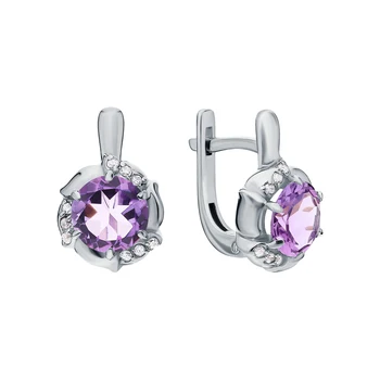 

Silver earrings with amethyst and cubic zirconia sunlight sample 925