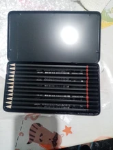 12 unids/lote lápices de dibujo conjunto de 2H-8B grafito lápices para el colegio caja de Metal lleno de arte de papelería suministros