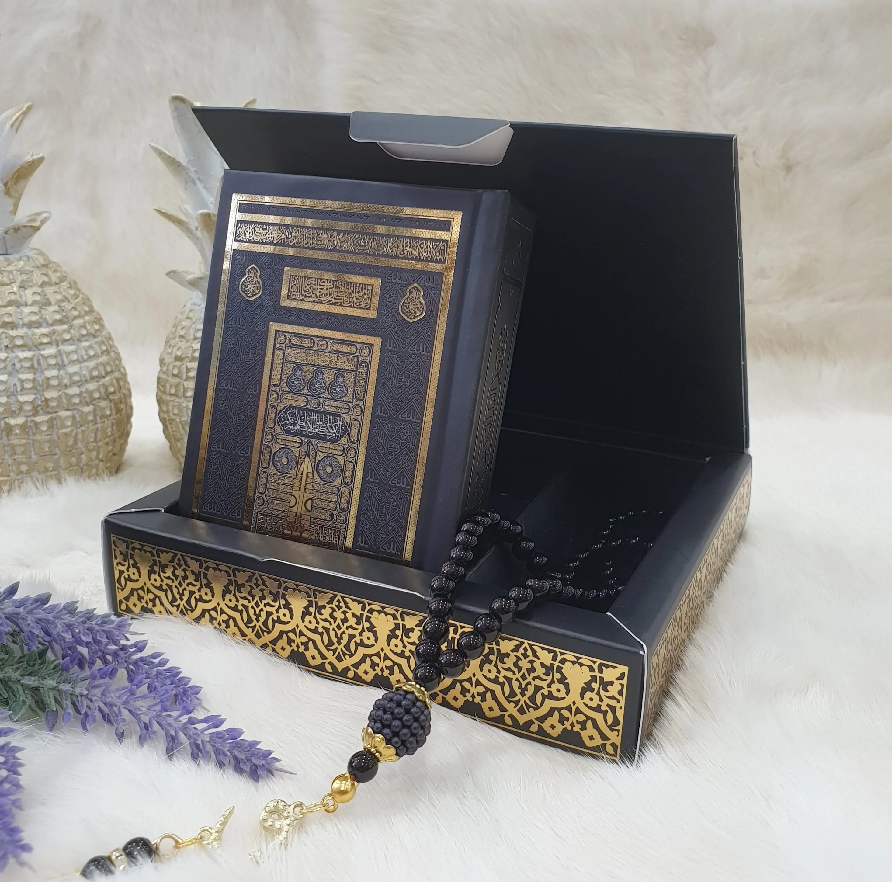 

The Holy Quran And Rosary Set With Gift Box First Class High Quality Prayer Set Quran Tasbeeh Seven Color Muslim Gift Set