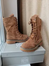 LEOSOXS-Botas de nieve de piel auténtica para mujer, zapatos cálidos de invierno, botines de plataforma de media caña, 41