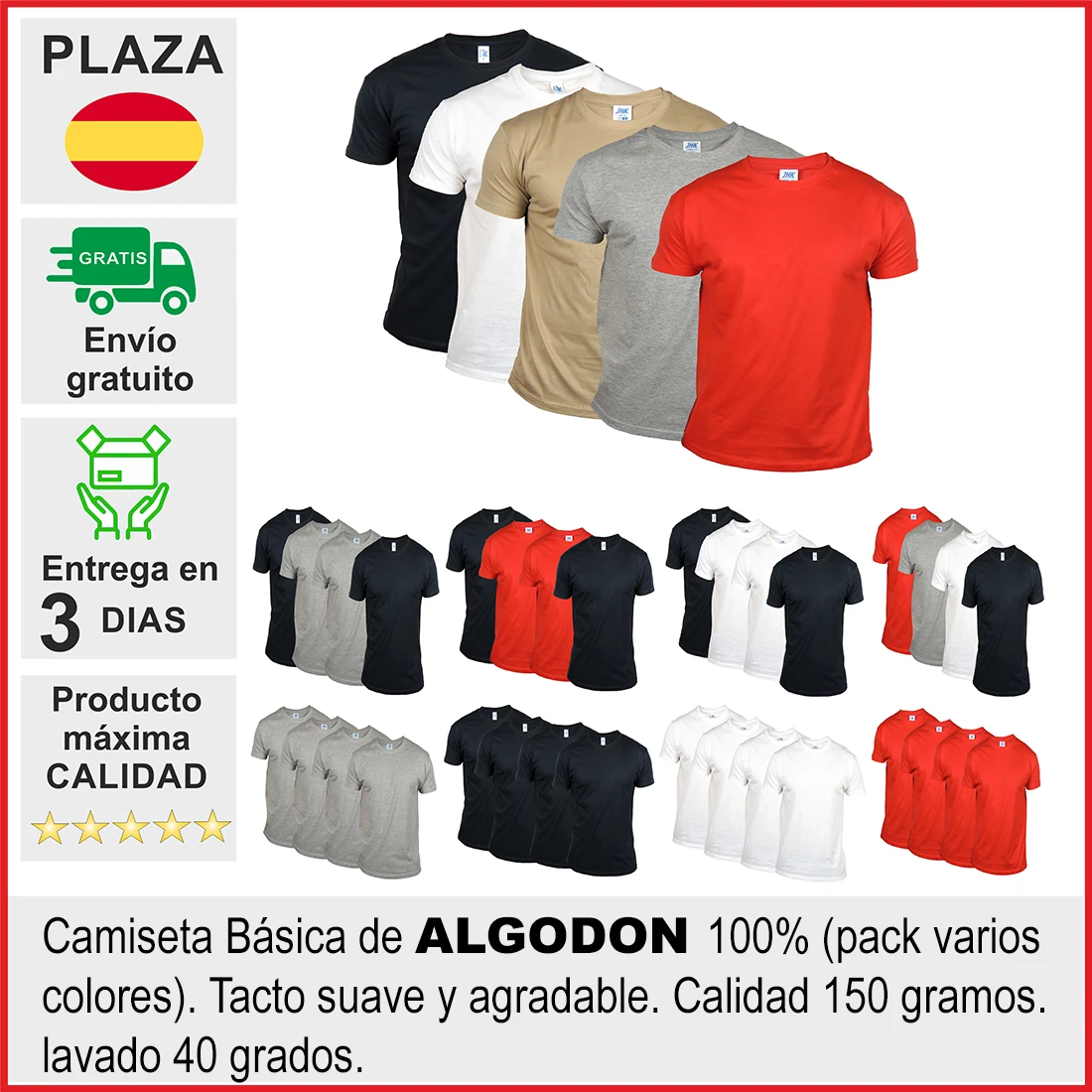 ❤️Camiseta De Hombre y Pack de Camisetas Básicas Unisex De Algodón 100%. Pack de 3,4 ó 5 Unidades de Camiseta Deportiva Estilo Casual.| | AliExpress