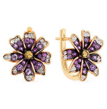 

Gold earrings with sapphires and diamonds sunlight sample 585