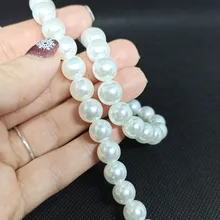 Collar con colgante de concha de amor para mujer, gargantilla de cadena de perlas Simple de 6MM de estilo Vintage, joyería de moda al por mayor