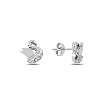 

Silver 925 Sterling Zircon Cubic Zirconia Swan Earrings