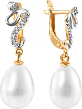 

Примаэксклюзив earrings with pearls and cubic zirconia in red gold