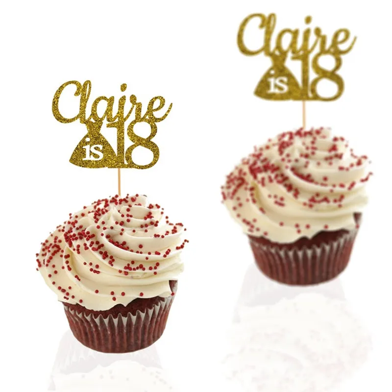 Personalizza I Nomi Delle Coppie Glitter Custom Happy Birthday Cupcake Topper Glitter Star Food Picks Twinkle Little Star Party