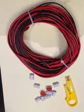 Cable eléctrico de cobre estañado de 2 pines, Cable de extensión de alimentación de larga duración, 300V, PVC, rojo, negro, 18, 20, 22 AWG