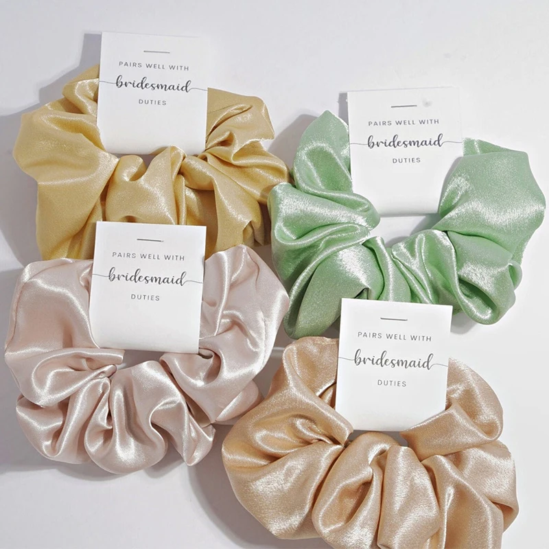 

Personalized Bridesmaid Scrunchie Wedding Bridesmaid Gift Large Soft Satin Scrunchie Elastic Hair Tie Bachelorette Party Gift
