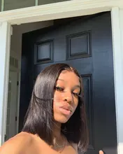 Bob-pelucas de cabello humano con cierre de encaje frontal para mujer, Bob corto recta brasileña, prearrancada, 4x4