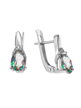 

Silver earrings with cubic zirconia and quartz Mystic