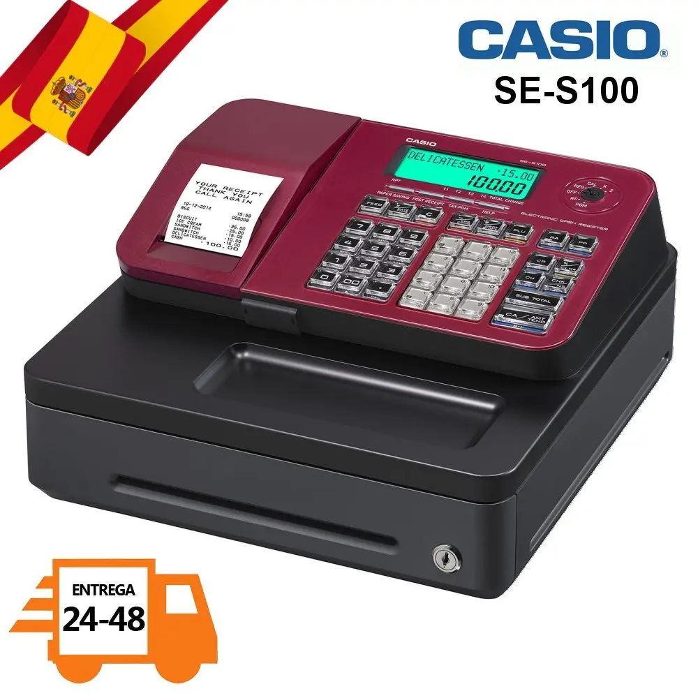 Casio se-s100sb-rd-fr caja registradora Rojo 