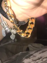 De moda simple exagerado de cadena de metal de Versión amplia de las mujeres pulseras de ins viento roja red mismo estilo de la joyería para las mujeres