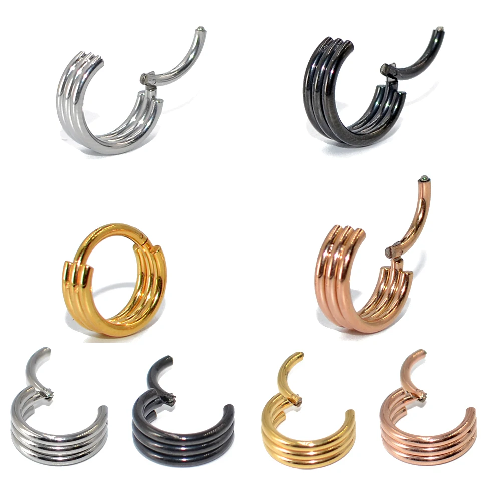 40 шт. стальной сегмент Ohr Knorpel Schmuck трио слой пирсинг для носовой перегородки Кольца для носа кольцо Лабрет ушной хрящ Daith серьги-улитки