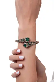 

925 Sterling Silver Woman Bracelet Bangle Luxury Bracelet Bijoux Women's Cross Model Emerald Sterling Silver Authentic Bracelet
