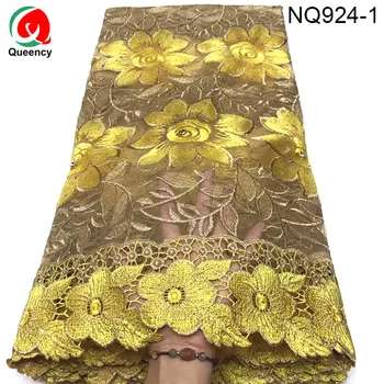 

NQ924 Tulle Lace 5 yards African Net Lace Fabric With Stones Embroidery Milk Silk French Nigerian Mesh Lace Textile For Wedding