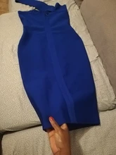 Bandage Dress Celebrity Adyce Runway Strapless Blue Bodycon Black White Elegant One-Shoulder