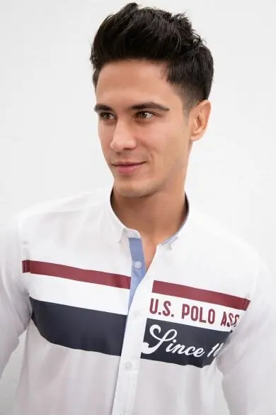 U.S. POLO ASSN. Белая Облегающая рубашка для соревнований