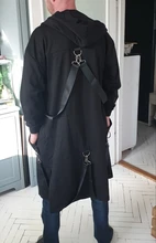 Hooded Cloak Overcoat Spring Long Jacket Patchwork Punk Techwear Black Autumn Zipper