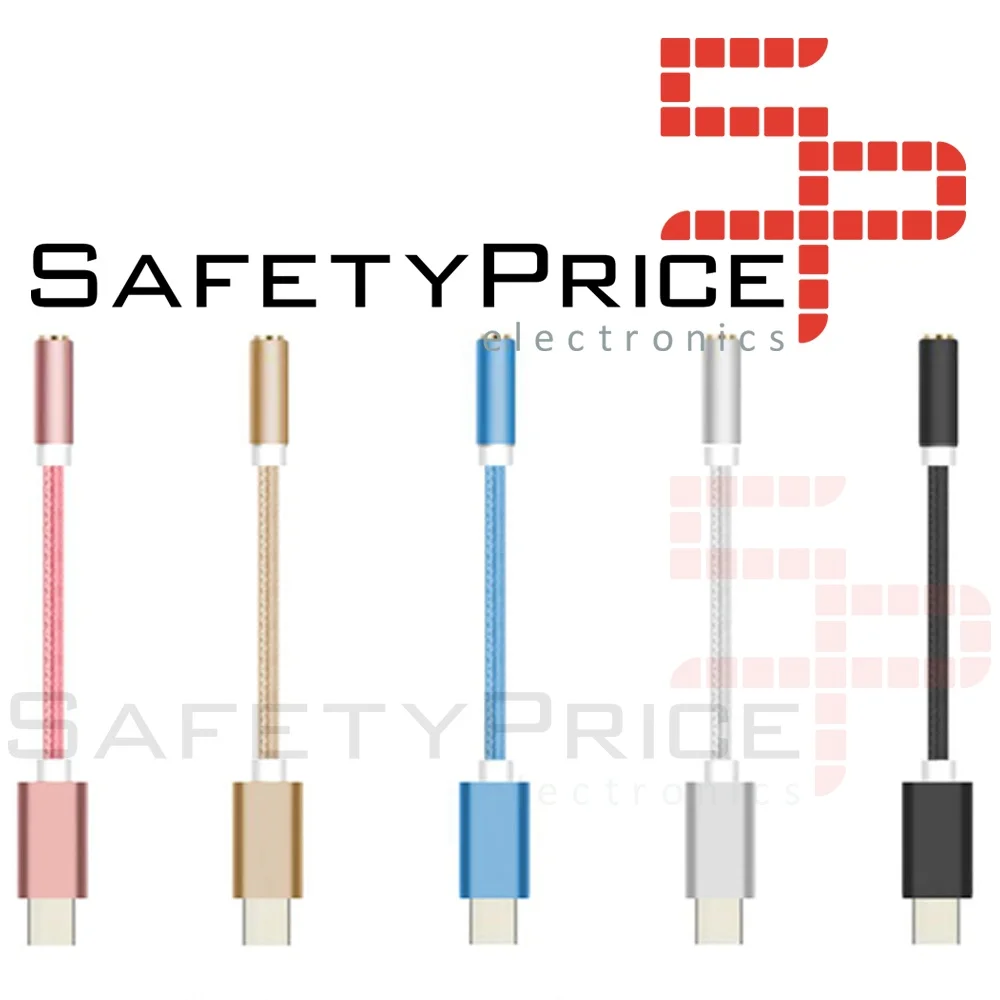 Braided NYLON adapter USB-C type C 3.1 to female JACK 3.5MM silver COLOR afbeelding