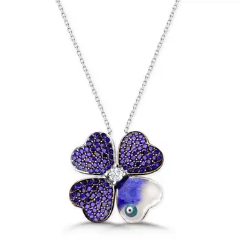 

Zircon Daisy Pattern Lady Silver Necklace