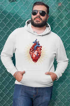 

Angemiel Wear Blue Core Heart White Men 'S Hooded Sweatshirt