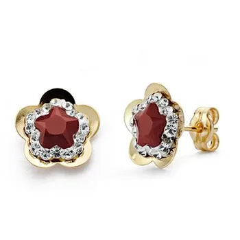 

Earrings 18k gold flower zircons stone color 10mm. [AA0288]