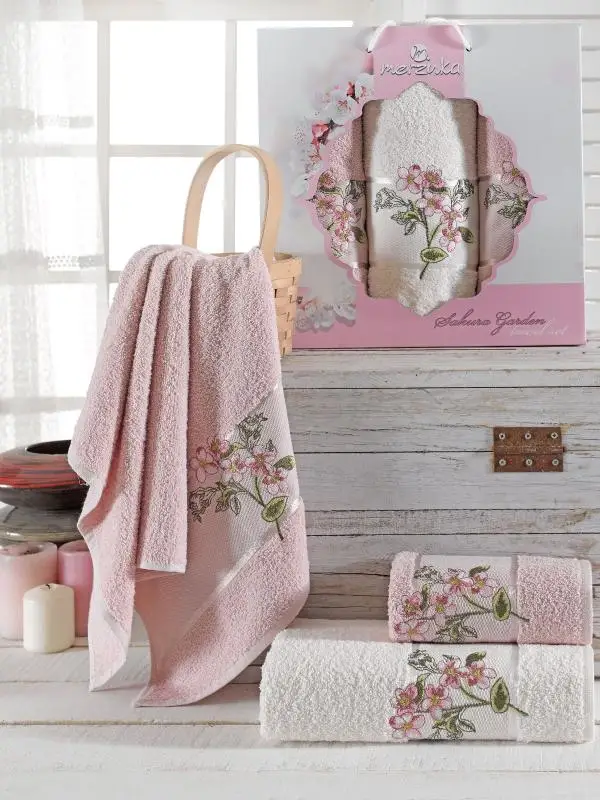 Набор полотенец &quotSAKURA GARDEN&quot махра арт: 9048-розовый |