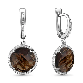 

Earrings made of silver with quartz smoky and cubic zirconia