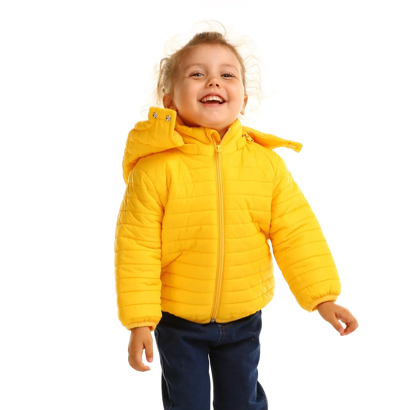 黄色 Ebebek HelloBaby/детское пуховое пальто; куртка с капюшоном на молнии с длинными рукавами; однотонная Рождественская одежда для малышей; vestidos; коллекция года; зимнее теплое пальто - Цвет: 黄色