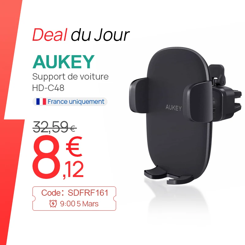 AUKEY – support de téléphone portable pour voiture, Clip de ventilation  amélioré, HD-C48 - AliExpress