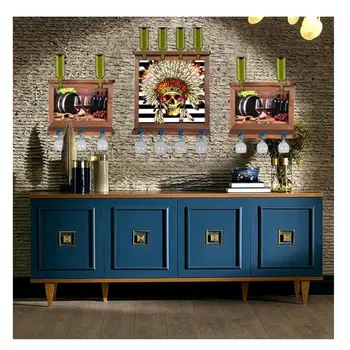 

Wall Art Picture Wall Mounted Wine Whiskey Beer Bottle Rack Holder Kitchen Bar Living Room Exhibition Wine Rack Wall Decor 3 pcs