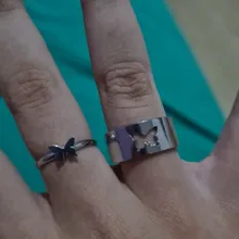 Punk Simple estilo amantes anillo mariposa abertura creativa de las mujeres de plata de oro Color 2-regalos de joyería y anillos para buenos amigos