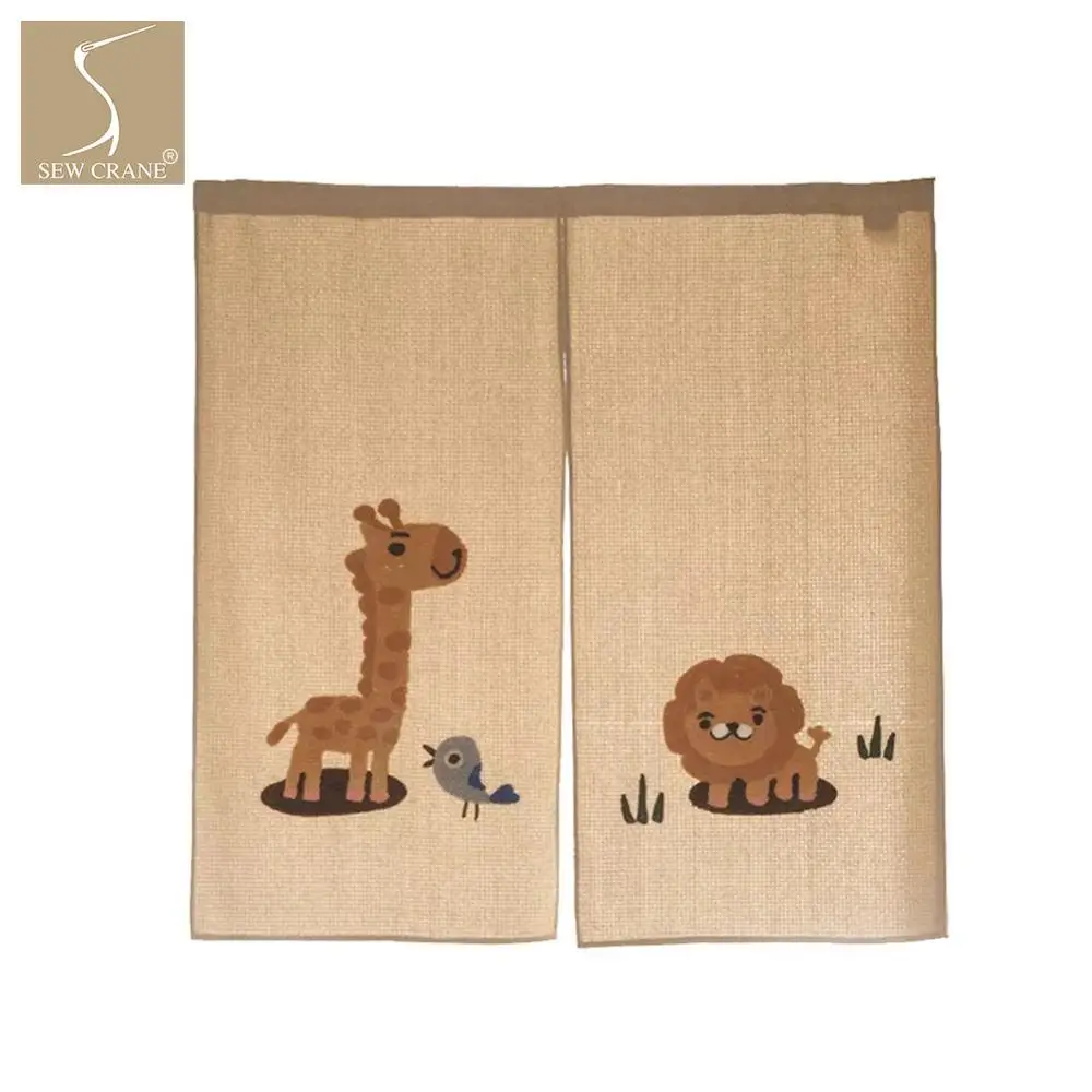 

Handmade Embroidered Cartoon Bird Lion Giraffe Zebra Elephant Honeycomb Noren Curtain Room Dividers Doorway Window Tapestries