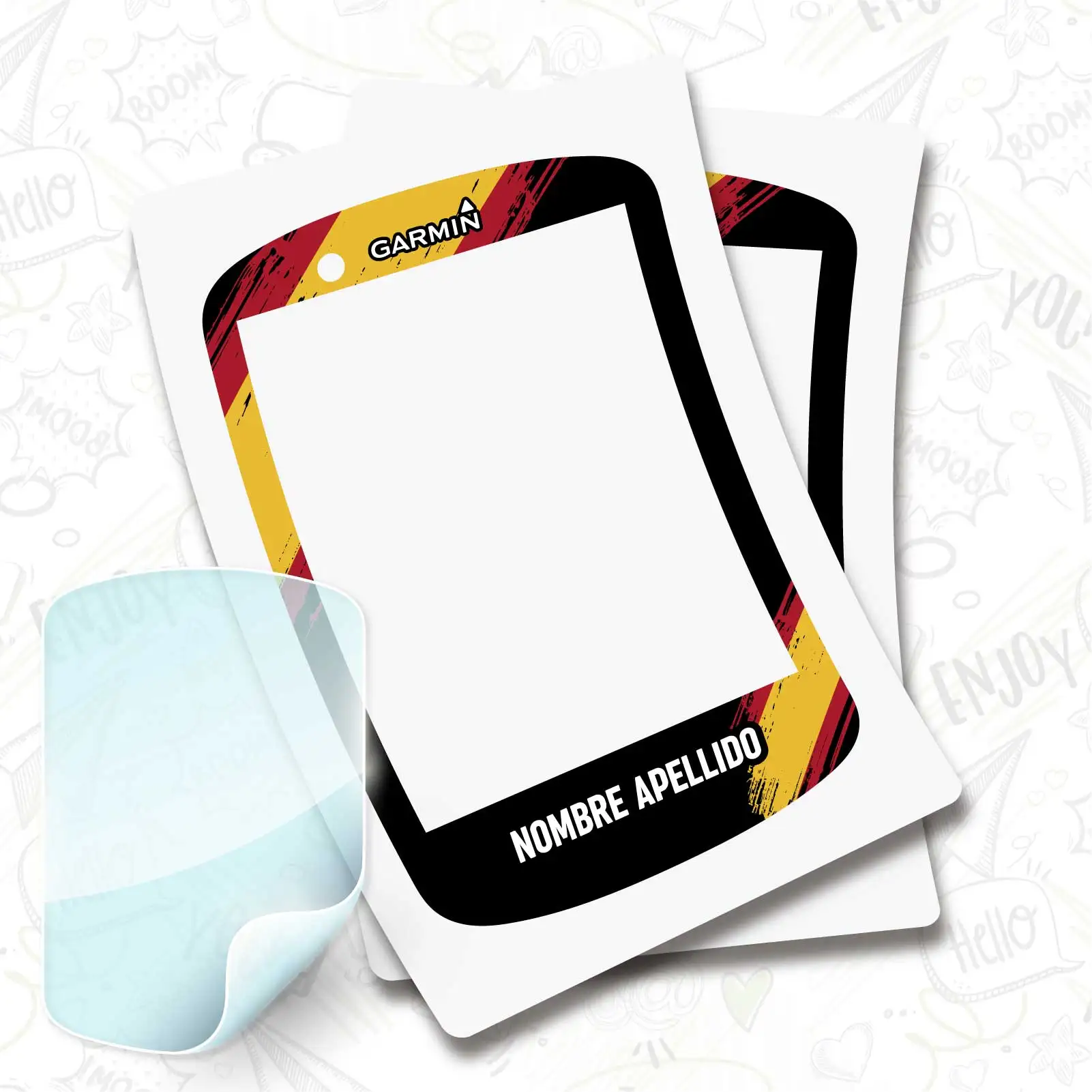 2 наклейки с флагом Испании виниловые названием для GARMIN 1030 + гидрогелевые