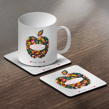 

Personalized World Best Öğretmeni Design Mug and Cup Coaster Set-2