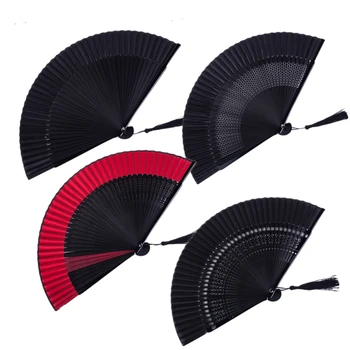 

Portable Chinese Traditional Dancing Hand-held Fan Vintage Folding Round Bride Tassel Fan Wedding Photography Props