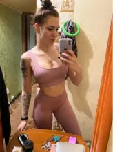 Conjunto de Yoga sin costuras de cintura alta para mujer, ropa de entrenamiento para gimnasio, ropa de Fitness, traje de Yoga de manga larga