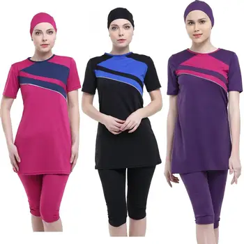 

Argisa 7008 Flat Piece Short Hijab Swimwear 38-52 Plus Size Muslim Hijab Islamic Swimsuit Swim Burkinis Half Cover