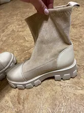 Botas de calcetín negro para mujer, zapatos góticos Punk, botines de plataforma, media blanca, novedad de 2020