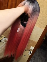 LOUIS FERRE negro Rosa rojo pelucas Cosplay largo recto Ombre peluca sintética con flequillo negro las mujeres Afro resistente al calor de fibra