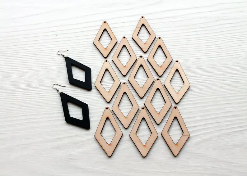 

Triangle Earrings 12 pcs. Dangle Earrings Wood Earrings Geometry Dangle Modern Earrings Triangle Shape Blank Unfinished