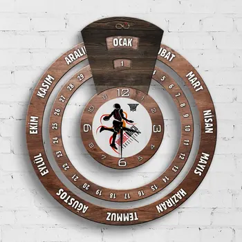 

Personalized Professional Basketball Player Infinite Mayan Calendar Wooden Wall Clock-1