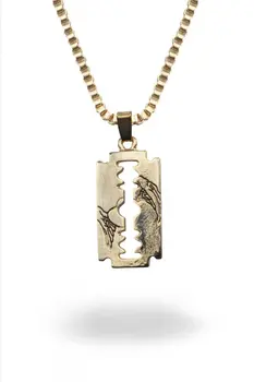 

Angemiel Men Razor with Gold Color Chain Metal Necklace