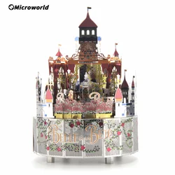 3d metal corte a laser quebra cabeça jogos beleza e a besta tema rotativo caixa de música modelos luzes led kits diy jigsaw brinquedos para meninas