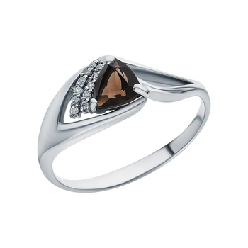 

Silver ring with раухтопазами and cubic zirconia sunlight sample 925